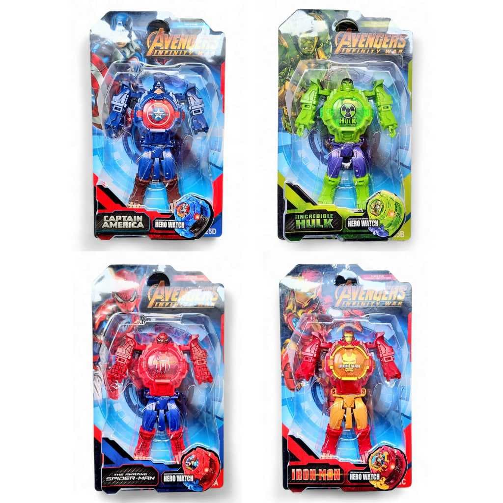 Boneco Formato Relógio Transforma Herois Divertidos.