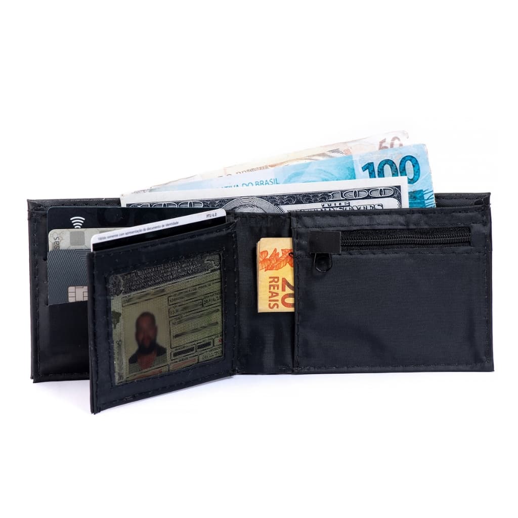 Carteira Masculina Porta RG e CNH, com 6 Porta Cartão, Porta Moedas Com Zíper.