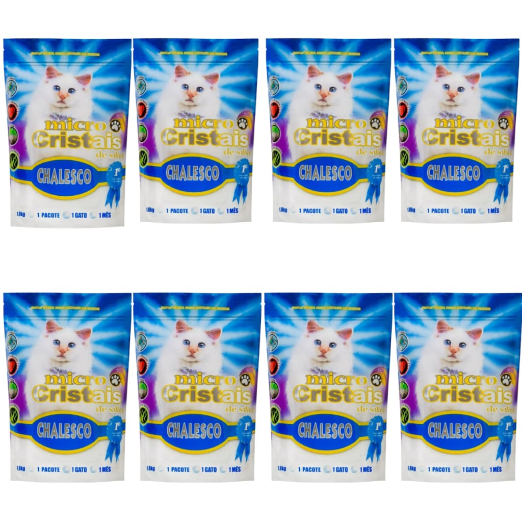 Kit 8 Areia Gato Sílica Fina Premium 1,8kg Chalesco