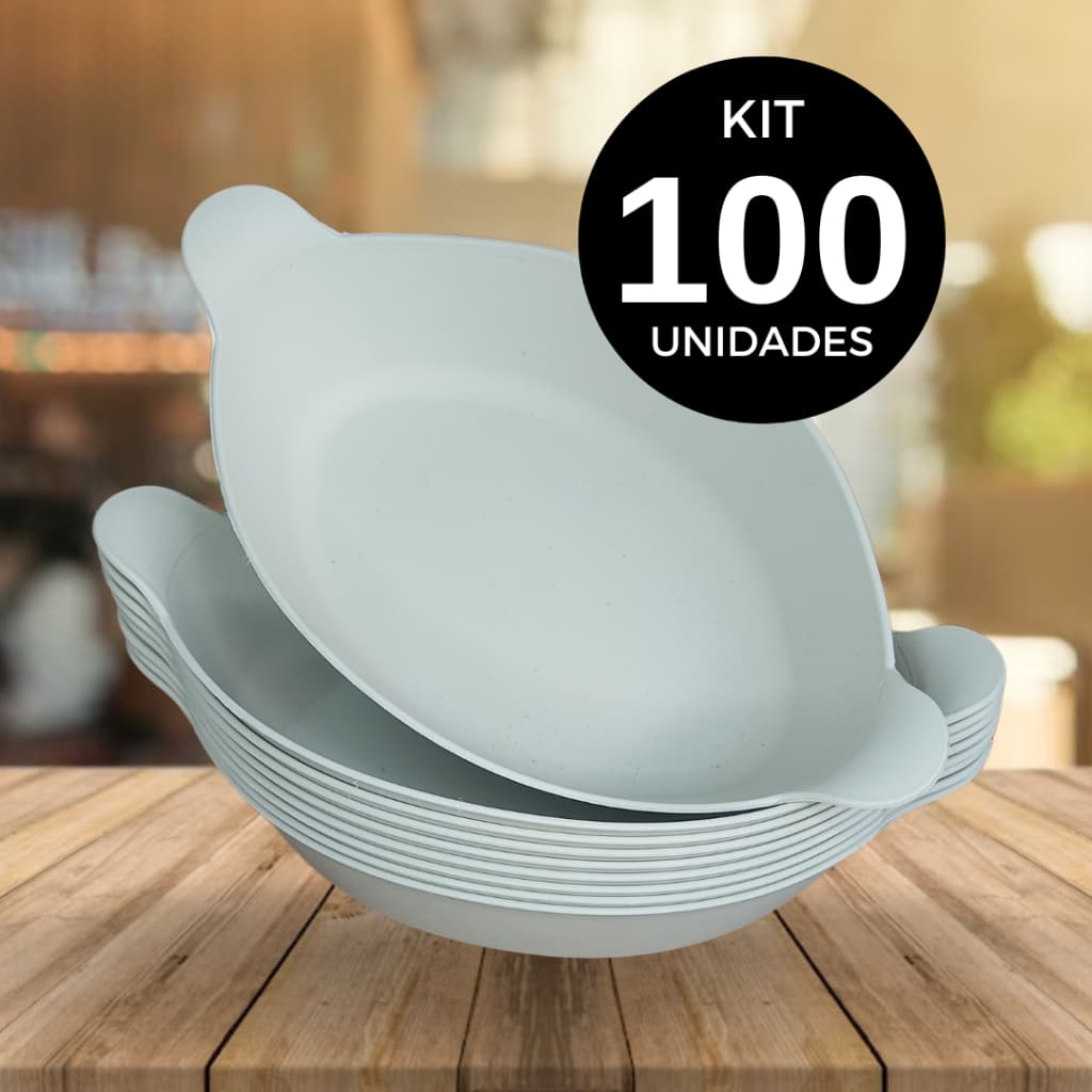 Kit 100 Petisqueira Barquinho Barca Canoa Petisqueira Plástica 600ml para Lanchonete Restaurante