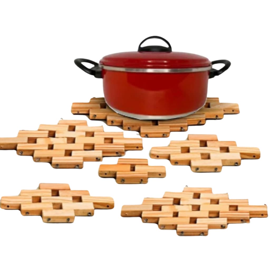 Kit Com 4 Descanso de Panela de Madeira - Jogo com 4 Unidades