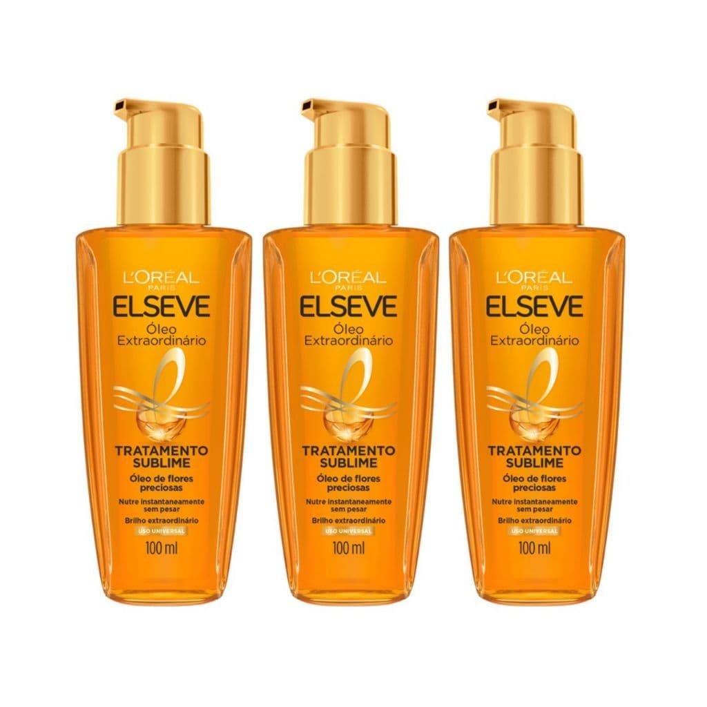 Kit 3 Óleos Extraordinarios para Cabelos Elseve Loreal Paris, 100ml