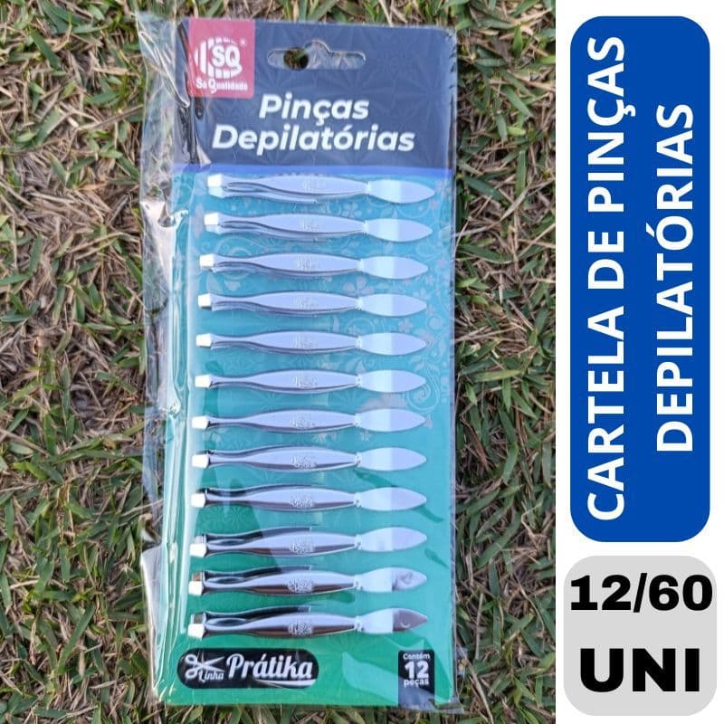 Kit Cartela 12 Pinças Depilatórias Para Sobrancelha E Depilação