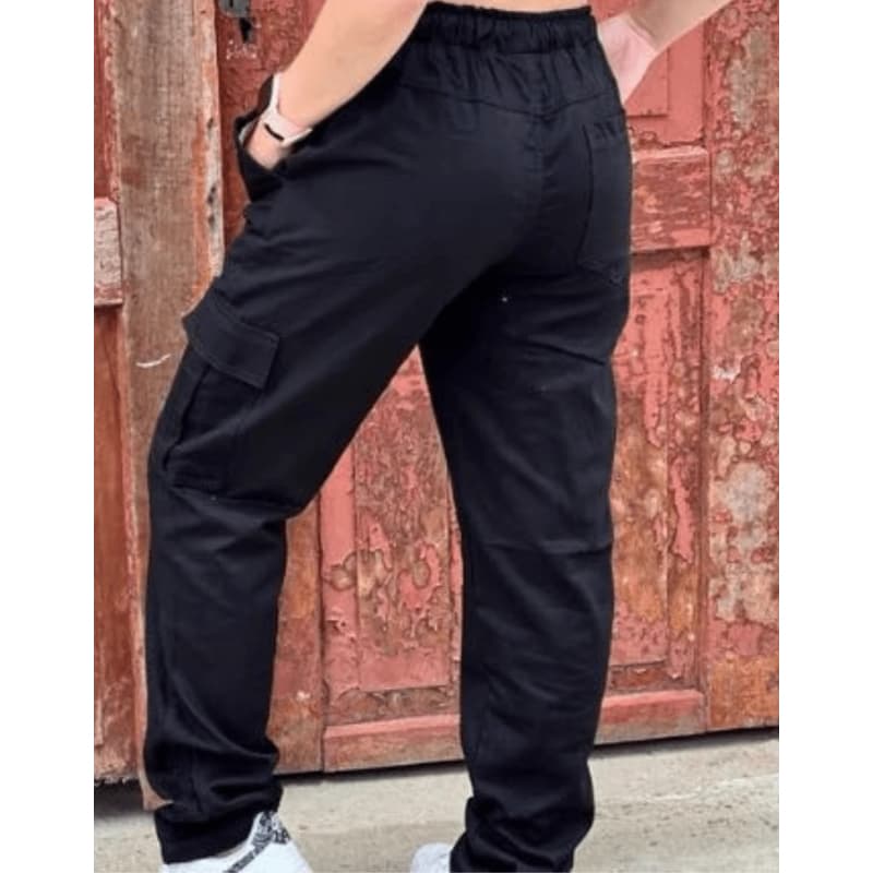 Calca Cargo unissex Sarja boca Larga vc Com Bolsos,solto, Confortável