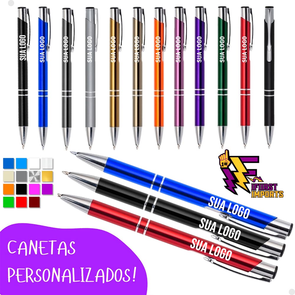Caneta Metal Personalizada com Seu Nome,marca a laser Caneta metálica com carga esferográfica