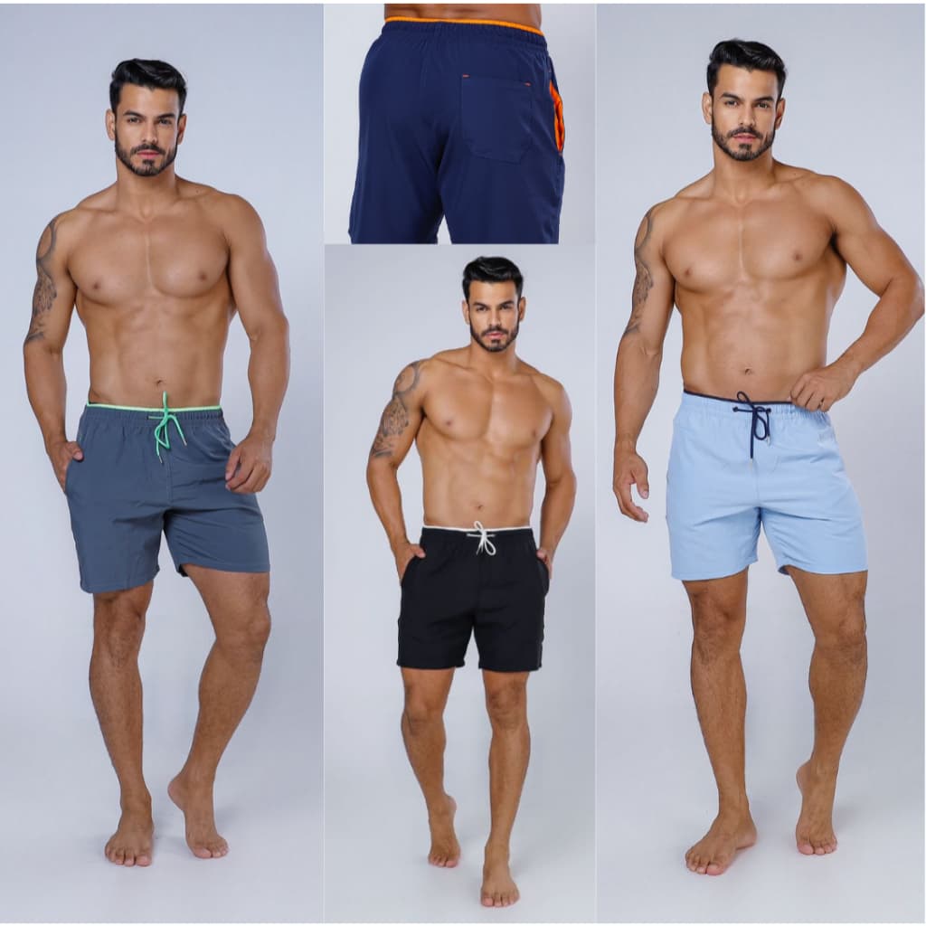 Short Masculino Tecido Liso Perfeito para Praia Piscina e Dia a Dia e Diversas Ocasiões  SANJUANWEAR