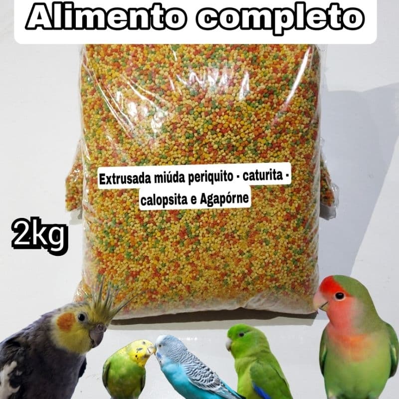 Extrusada MIÚDA (2Kg) para Periquito - Calopsita - Caturrita - Agapórnis