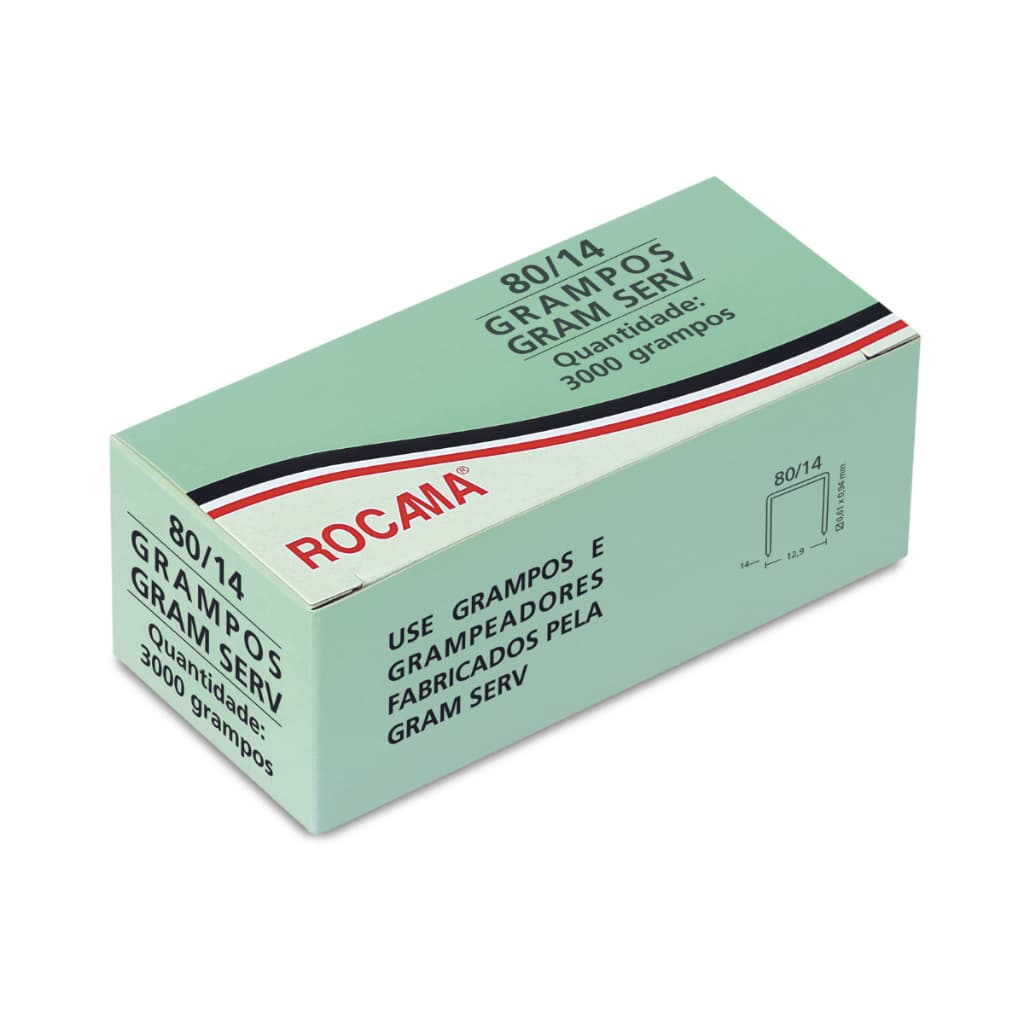 Grampo 80/14 Galvanizado Rocama (caixa c/ 3000 grampos)