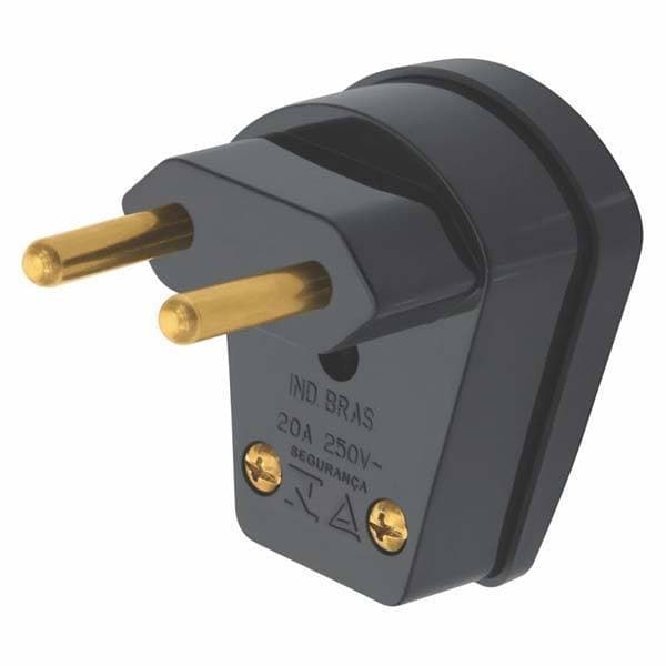 Pino Tomada  Prensa Cabo Macho Gigante  2 Polos Preto/Branco 10 Amperes