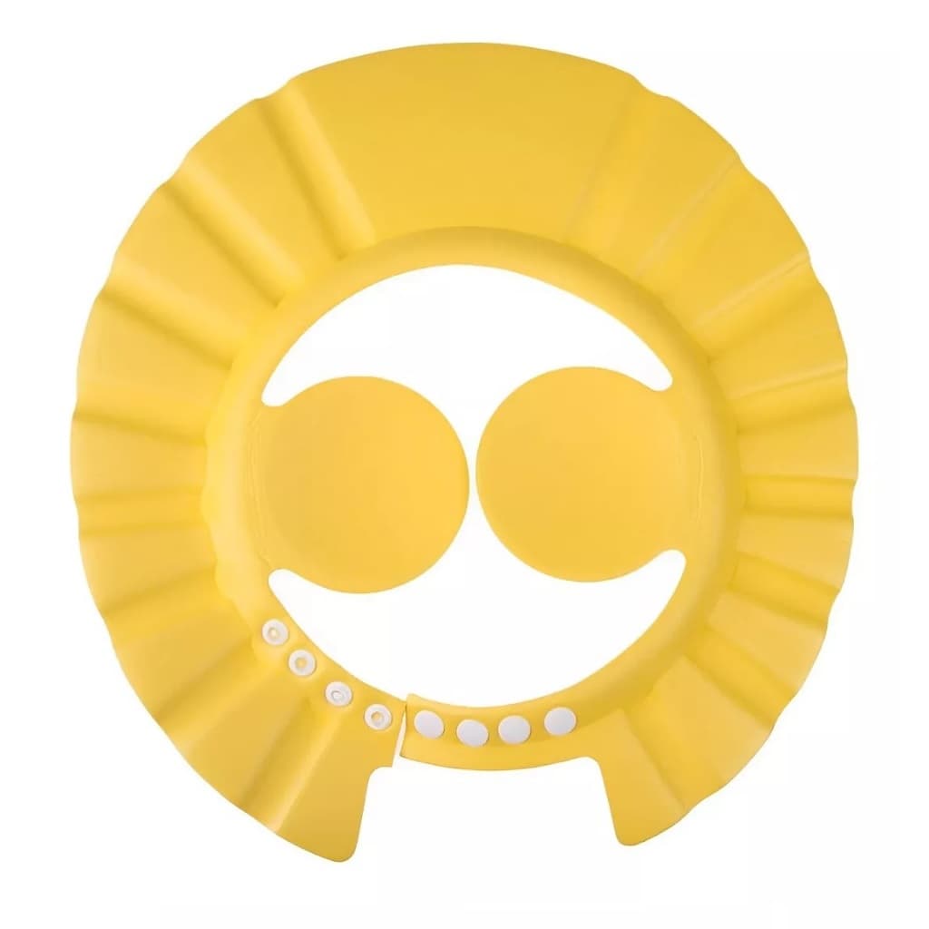 Chapeu de banho AMARELO Viseira Protetor Ouvido Banho Lava Cabeca Infantil ajustavél