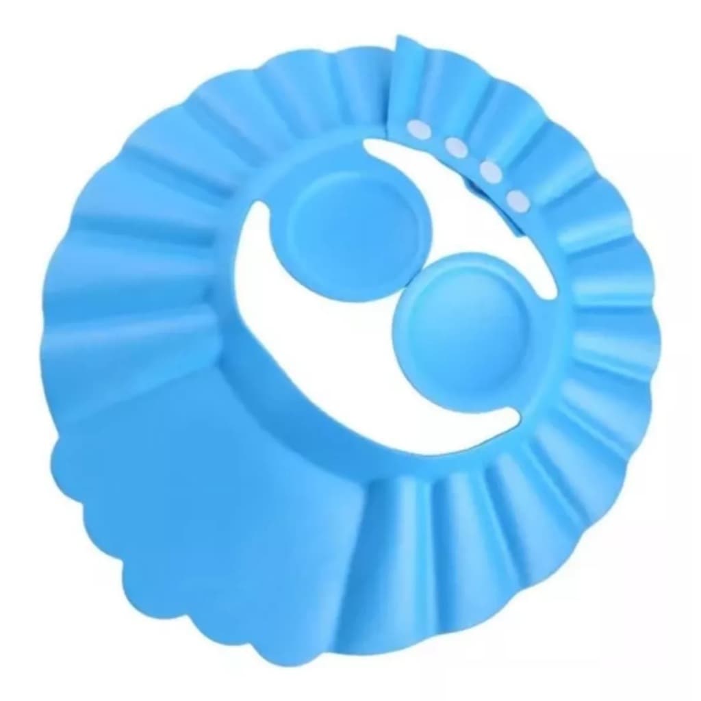 Chapéu Para Banho Lavar Cabeça Criança Bebe Viseira Protege Olhos Ouvidos Ajustável Chapeu Azul lavável e ajustável
