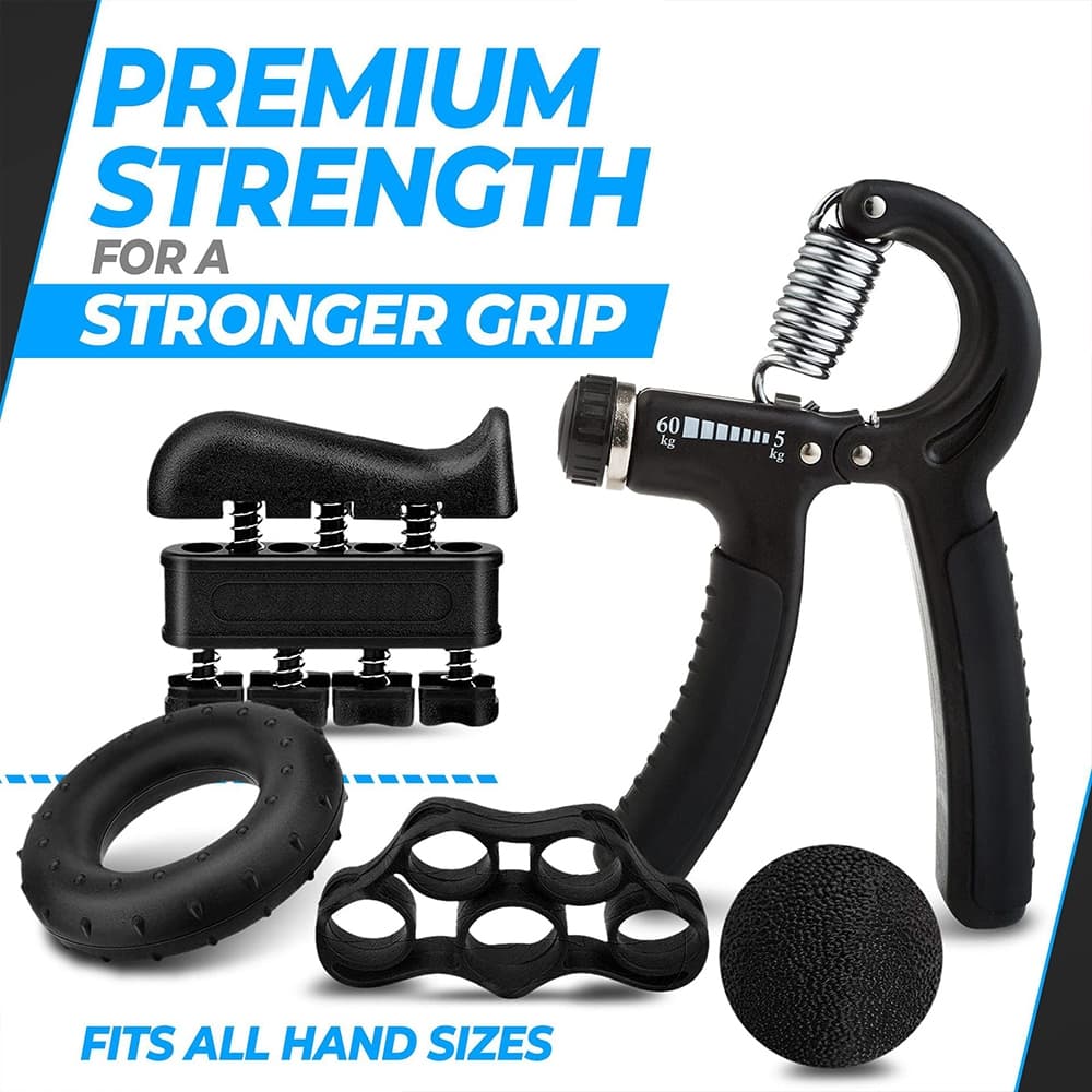 Kit 5 Peças Hand Grip Flexor De Punho Ajustável De Mola Antebraço Mãos 5-60Kgs Com Contador