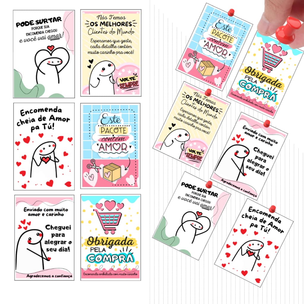 50 Cartões Agradecimento ao Cliente - Tam: 7 x 10 cm  - Vários Modelos -