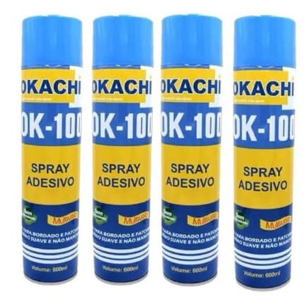 Kit 4 Okachi Spray Cola Temporária Patchwork Bordados Tecidos - 600 ml