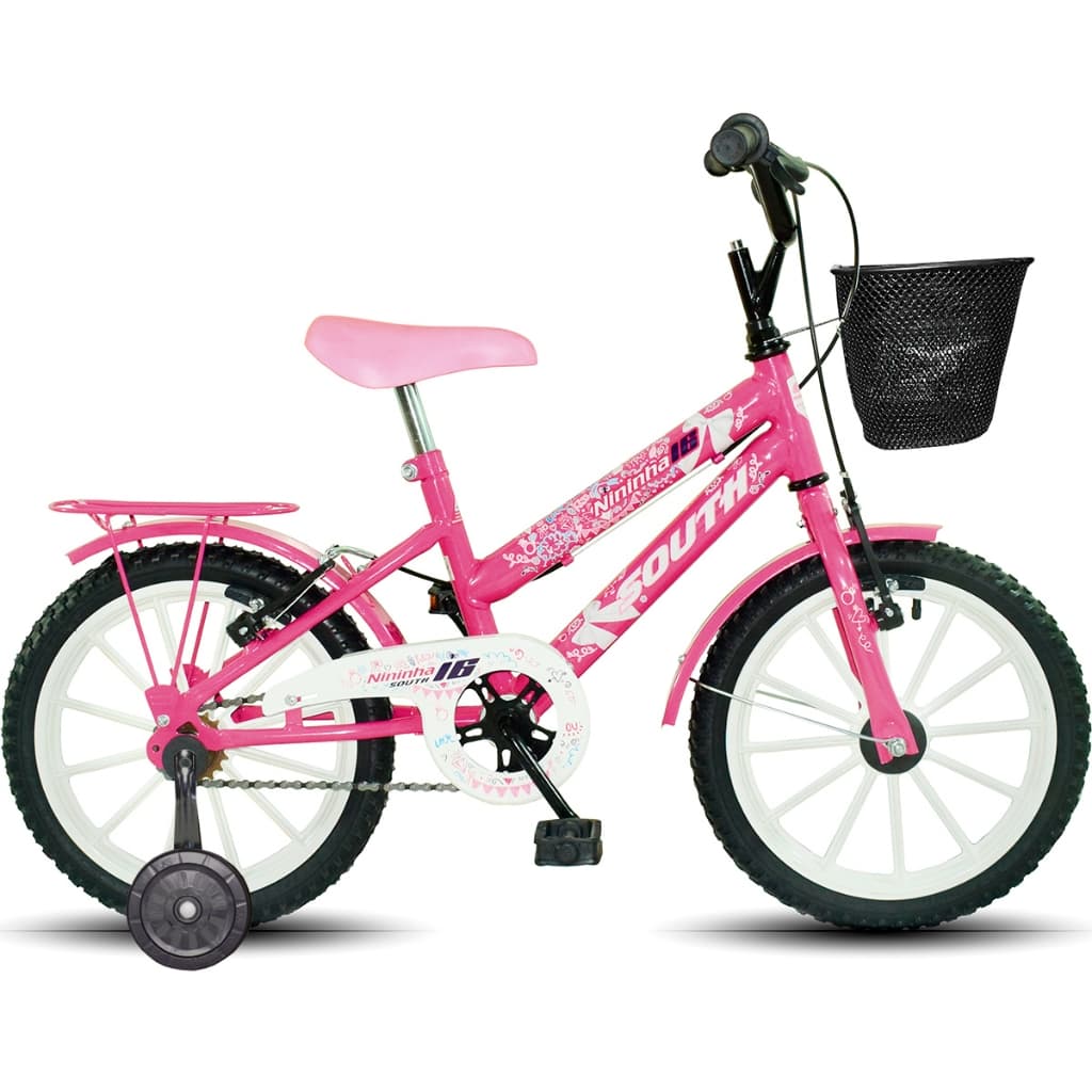 Bicicleta infantil Aro 16 meninas South Nininha Cesto e Paralama Rodinha