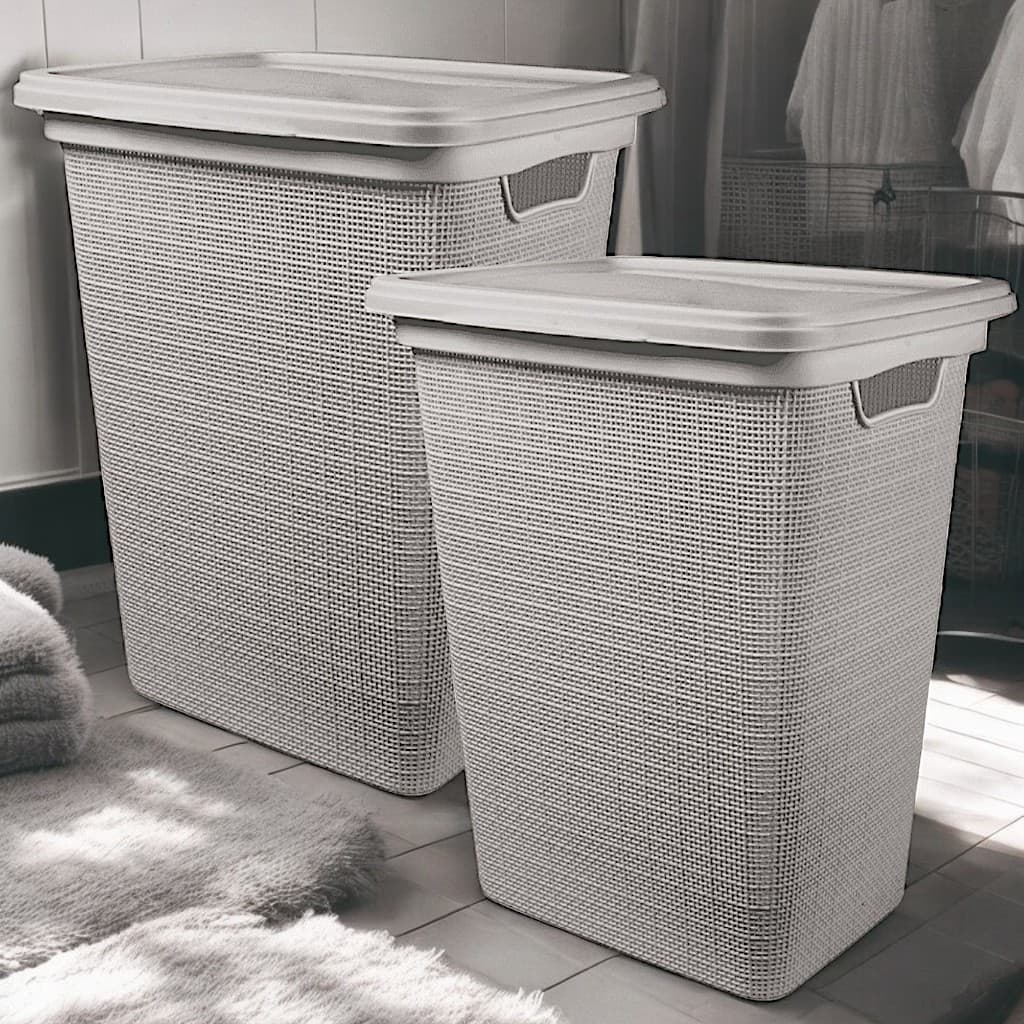 Kit 2 Cesto de Roupa 45 Litros Suja com Tampa Cesto Organizador Jutta Jaguar