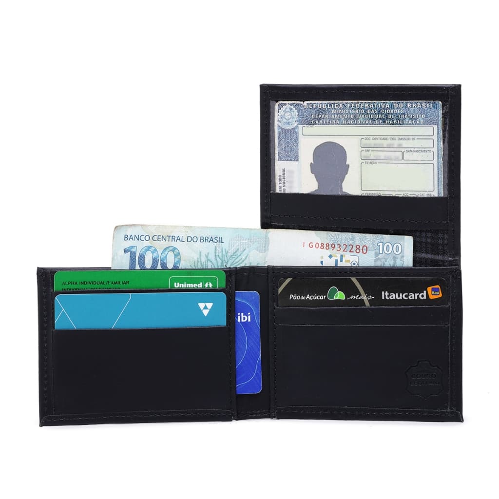 CARTEIRA MASCULINA EM L COURO LEGITIMO PORTA CARTAO ROMORO