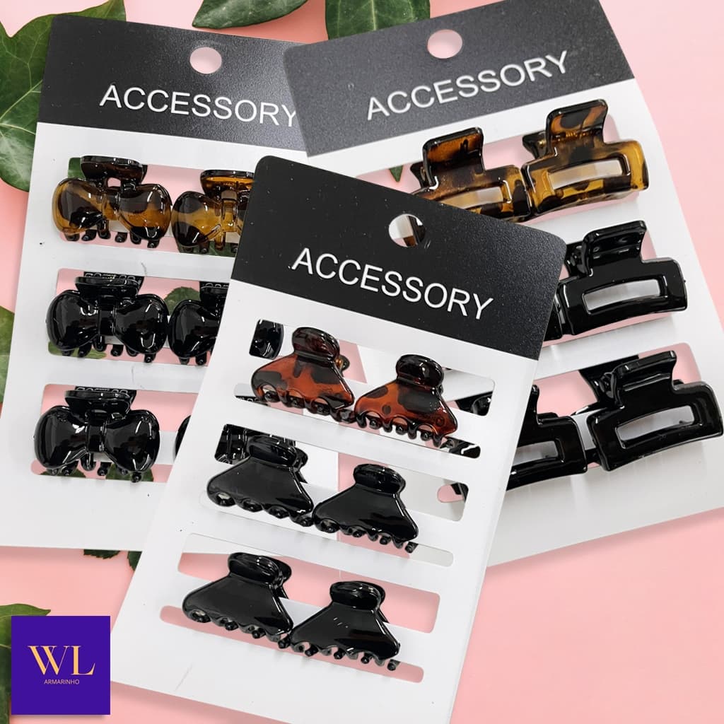 Kit 12 Peças Mini Piranha Presilha Feminino/Modelos Variados/Cabelo Infantil/Envio Imediáto - WL