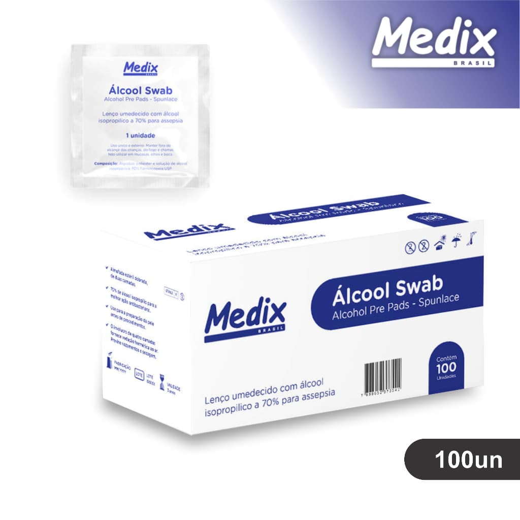 Lenço Swab 70% Saches Lenços Antisséptico Umedecidos 100un