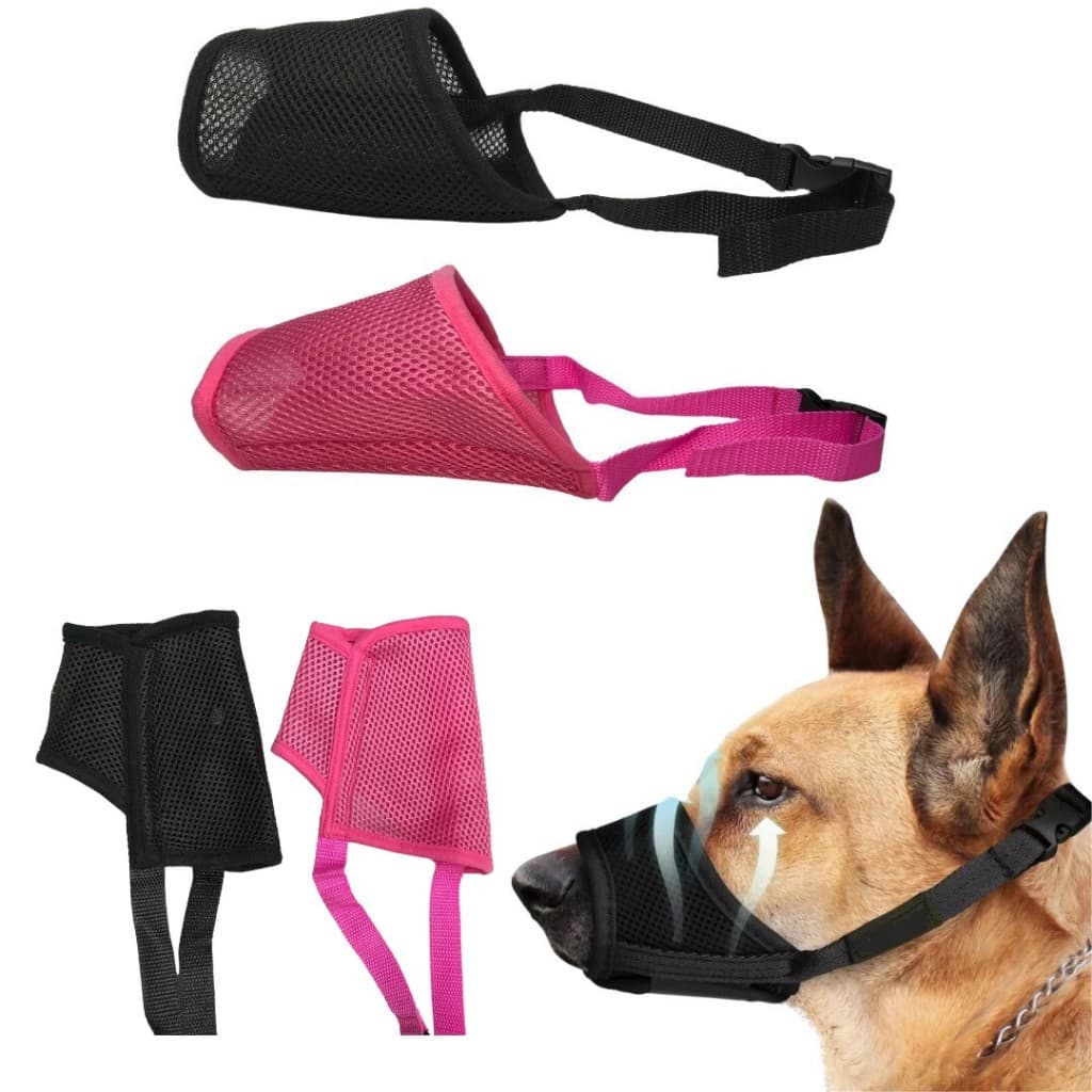 Focinheira Regulável Acolchoada Respirável Ventilada Confortável Anti-Latido Cães Grande Médio Pequeno Porte LR-0285