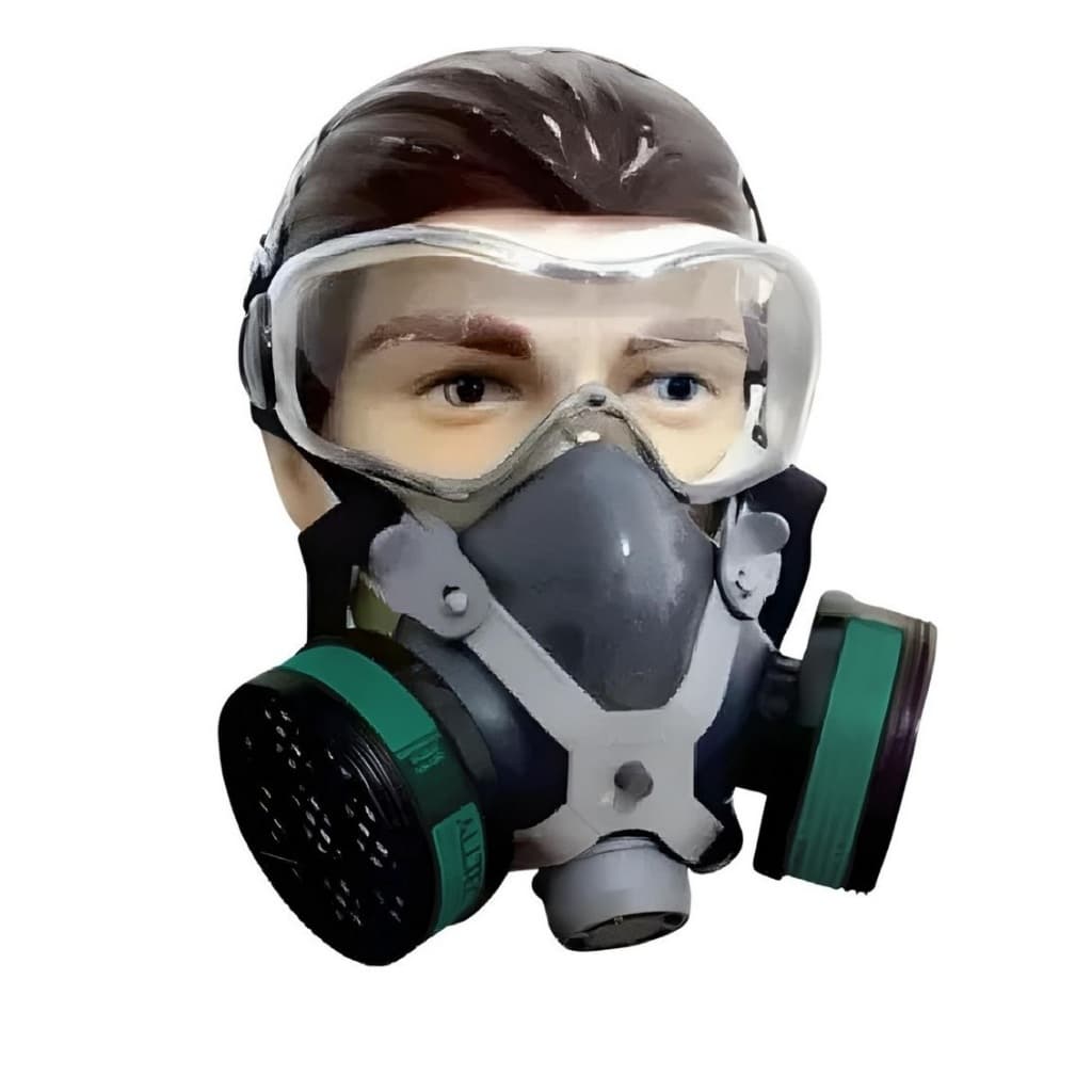 Máscara Respirador facial com filtros Óculos de Proteção para Pesticida Veneno Agrotóxico