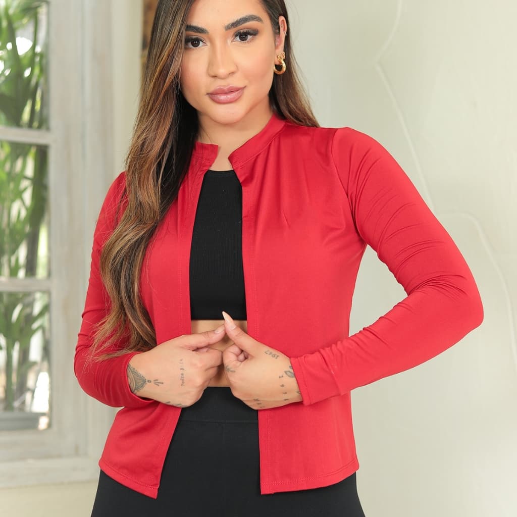 Casaco Sem Ziper Sobretudo Cardigan Feminino Casaquinho Proteção Solar UV Casaco Academia Térmico