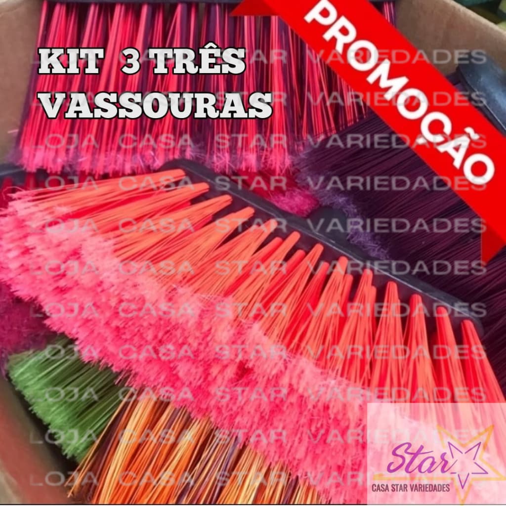 KIT 3 VASSOURAS vassoura light sem capa sem cabo condor