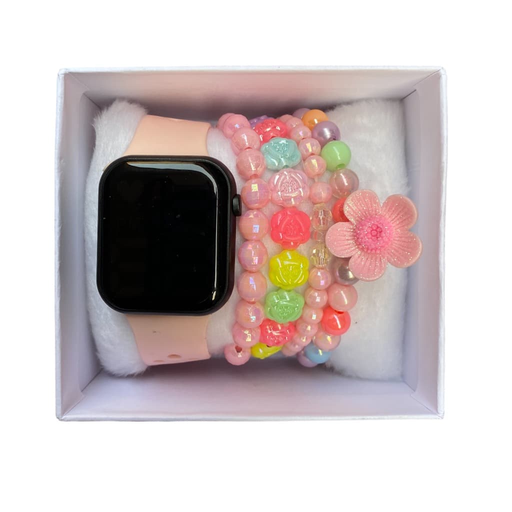 kit relógio digital adolescente para meninas com 4 pulseiras elásticas coloridas e caixinha