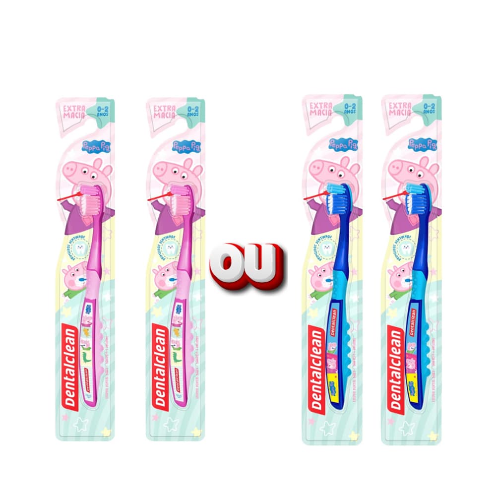 2x Escova De Dente Baby Peppa Pig 0-2 Anos Rosa ou Azul Dentalclean