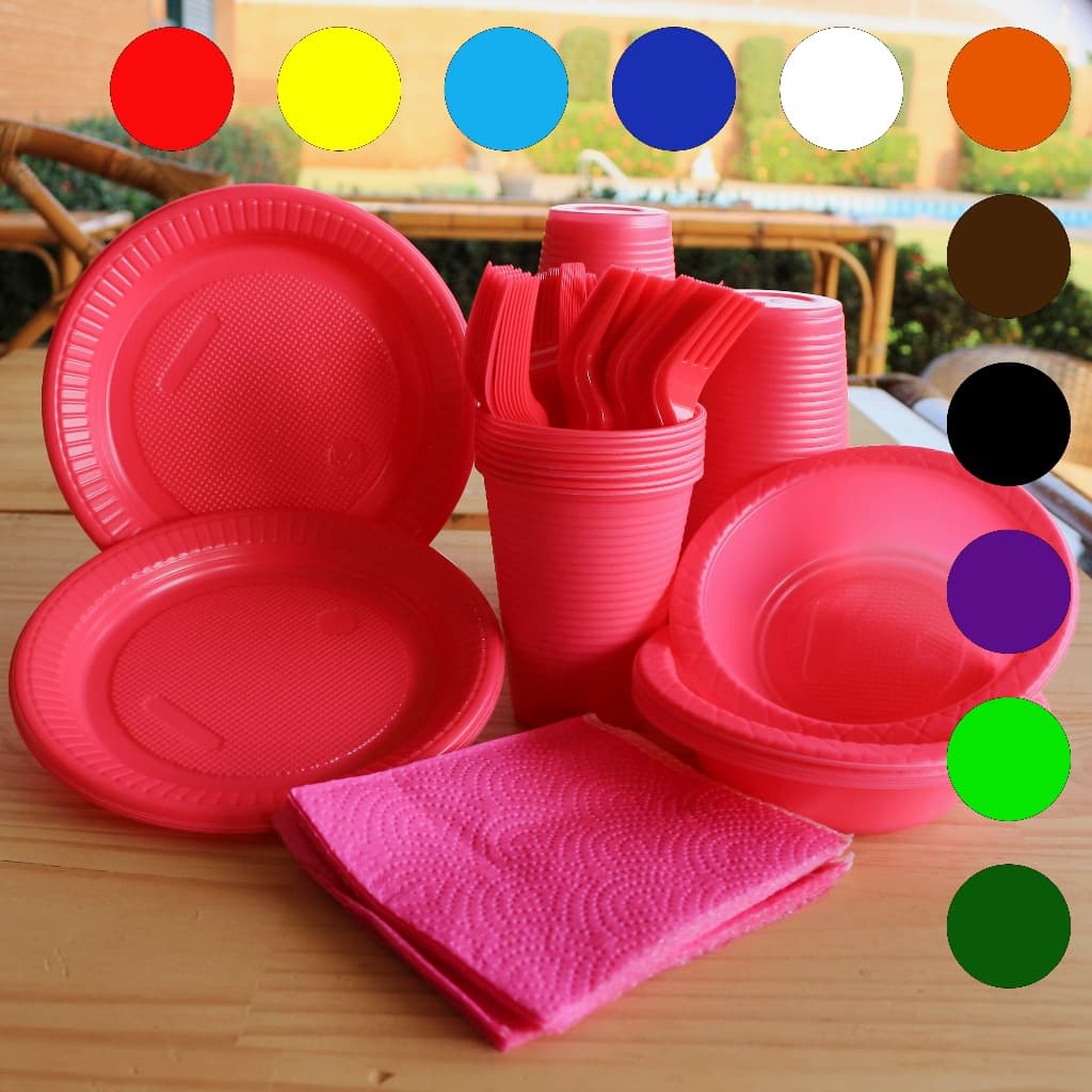 Kit Festa Completo 200 Peças Coloridas – Descartáveis para Aniversário e Eventos