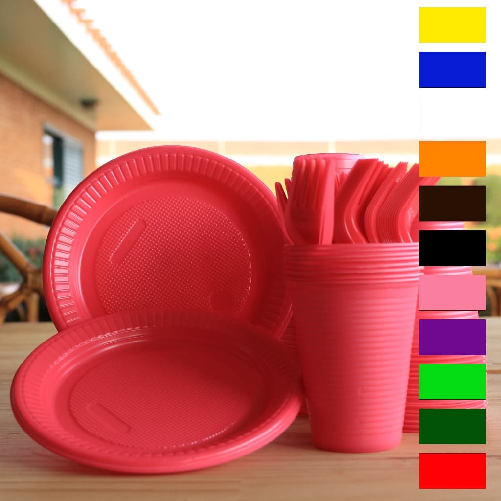 Kit Festa Completo 150 Peças Coloridas – Descartáveis para Aniversário e Eventos