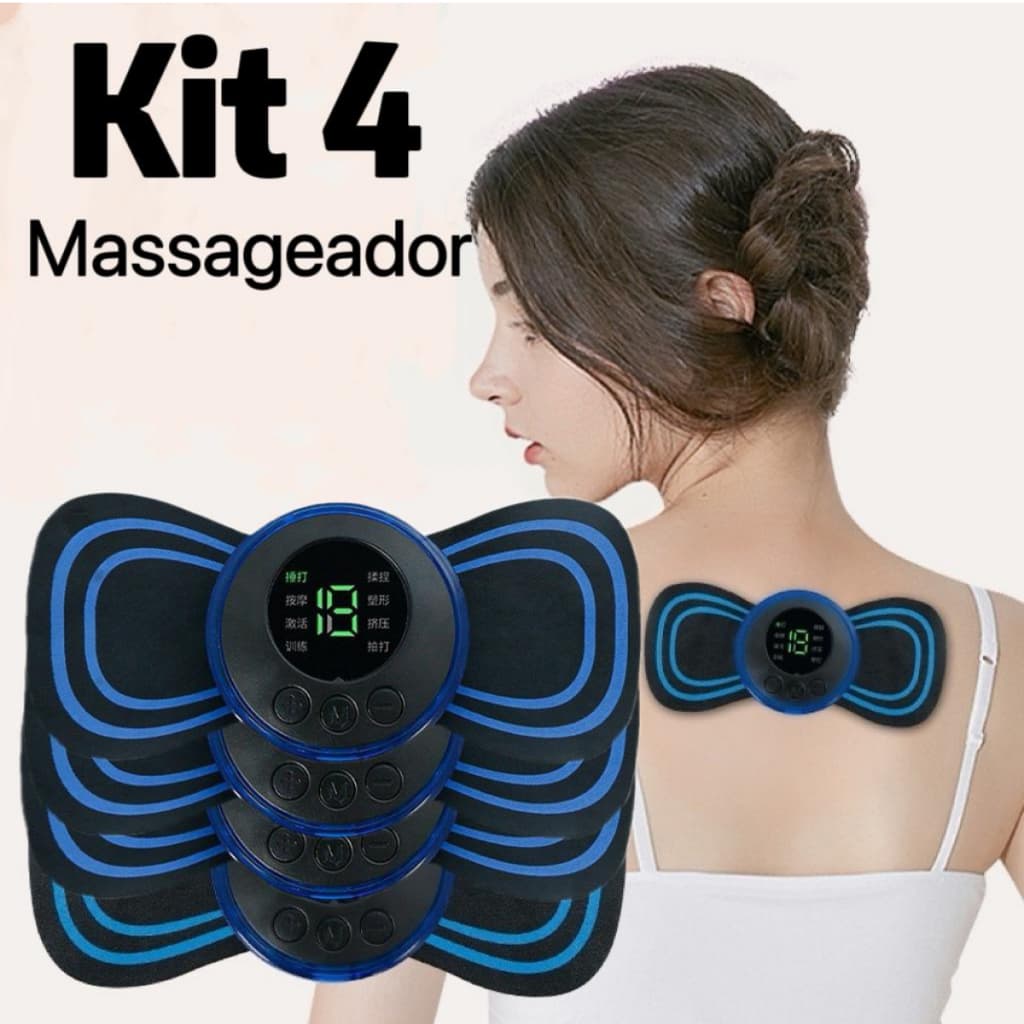 Kit 1 - 4 Massageador Mini EMS Estimulador Elétrico por Impulso Cervical Lombar e Corpo