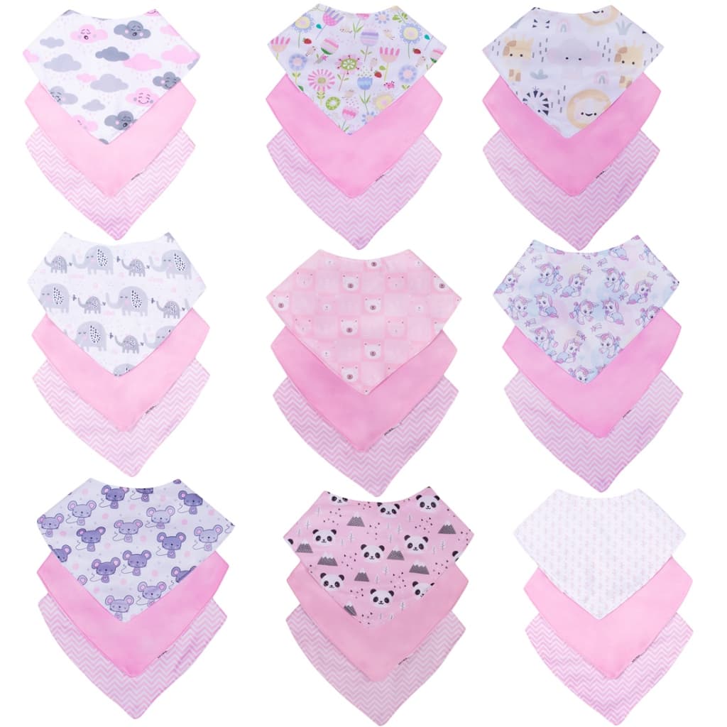 Babador Bandana Estampado Kit 3 Peças para Bebê Menina
