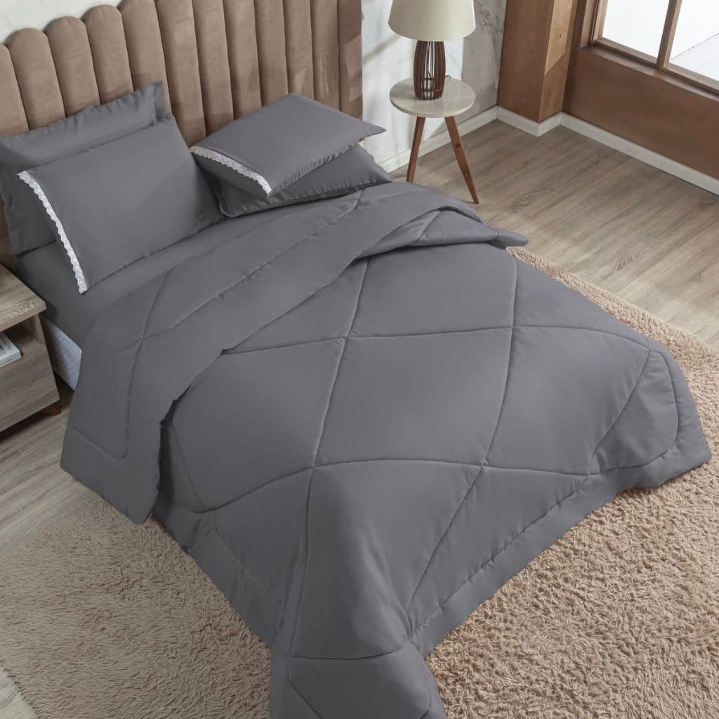 Kit de Edredom Casal Queen Dupla Face Quentinho e Macio