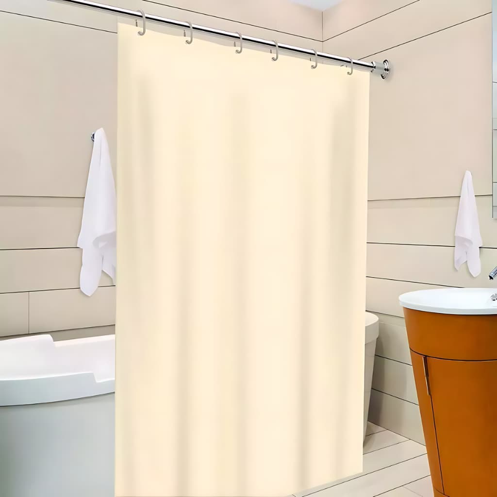 Cortina Box Banheiro Bege Antimofo 1,80 X 2,00 100% PVC Com Ganchos Presilhas Chuveiro Impermeável