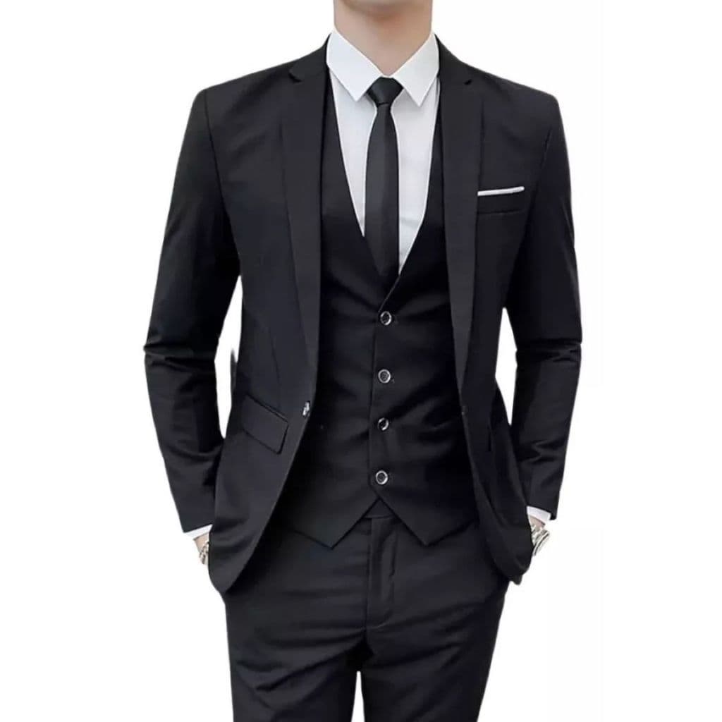 Terno Slim Masculino Kit Completo de Luxo - Calça + Blazer + Colete