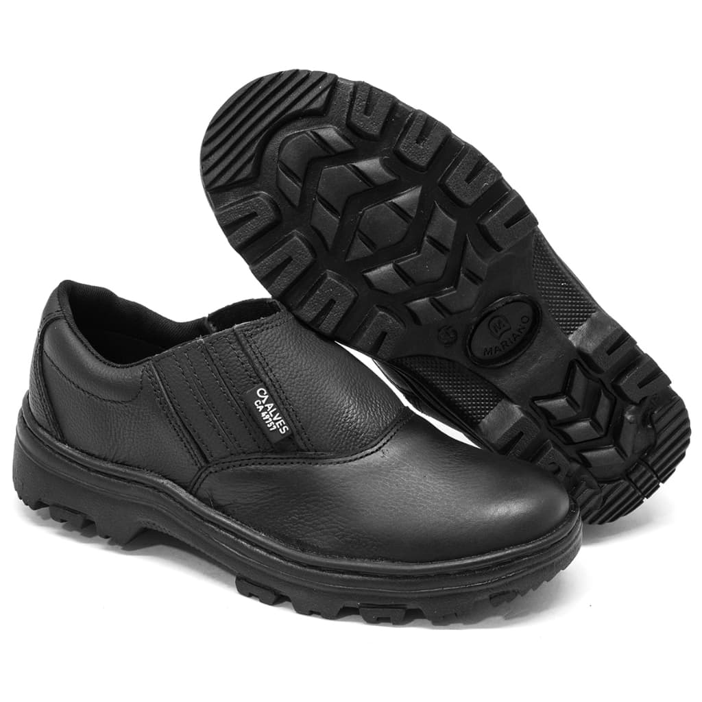 Bota Botina de Segurança em Couro para Trabalho EPI Confortável Durável Com Elástico Pronta Entrega