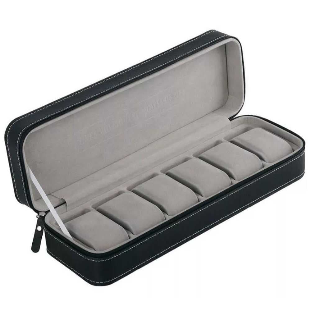 Relógio De 6 Slots, Estojo De Viagem, Relógio De Couro Pu