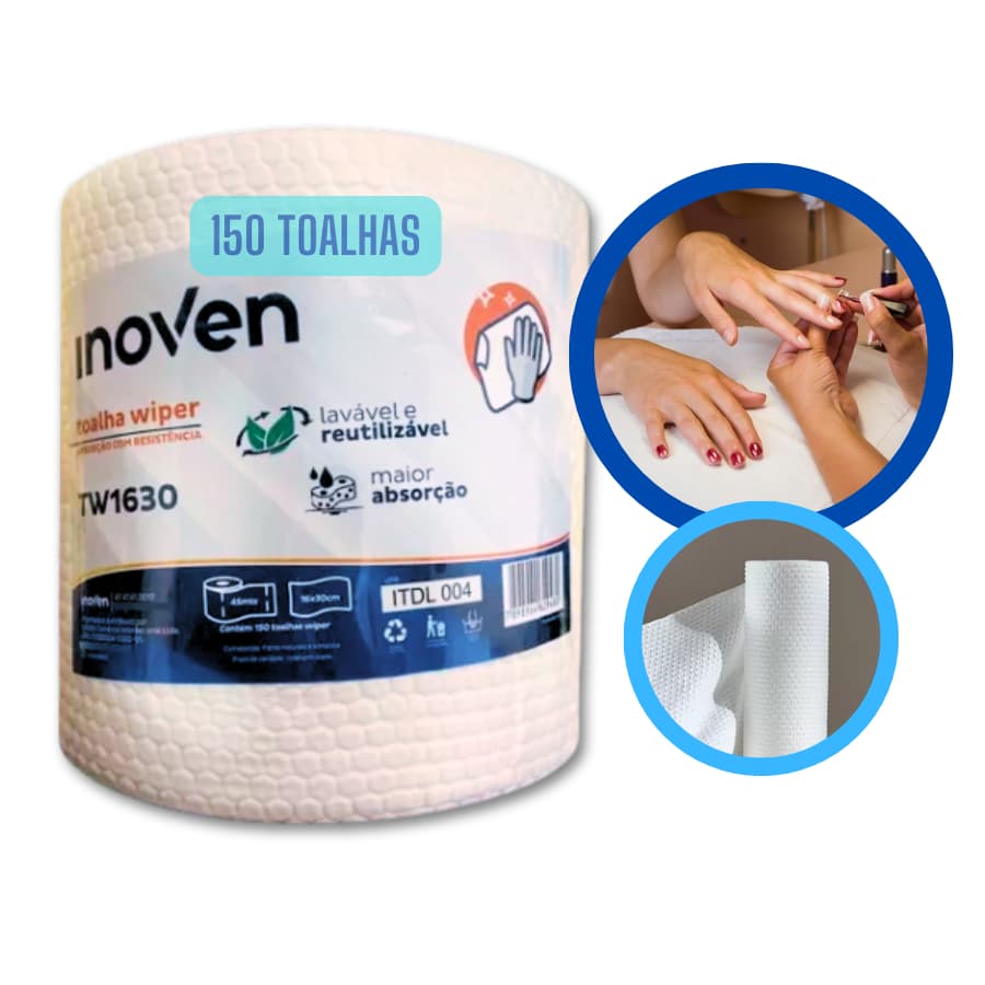 Toalha Descartável Wiper Manicure TW1630 - C/150 toalhas 16x30cm INOVEN