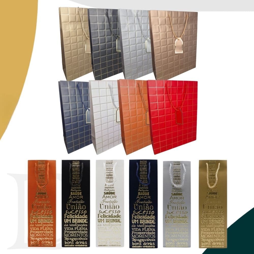 Sacola Papel Para Presente Luxo Bolsa Embalagem Colorida Aniversário