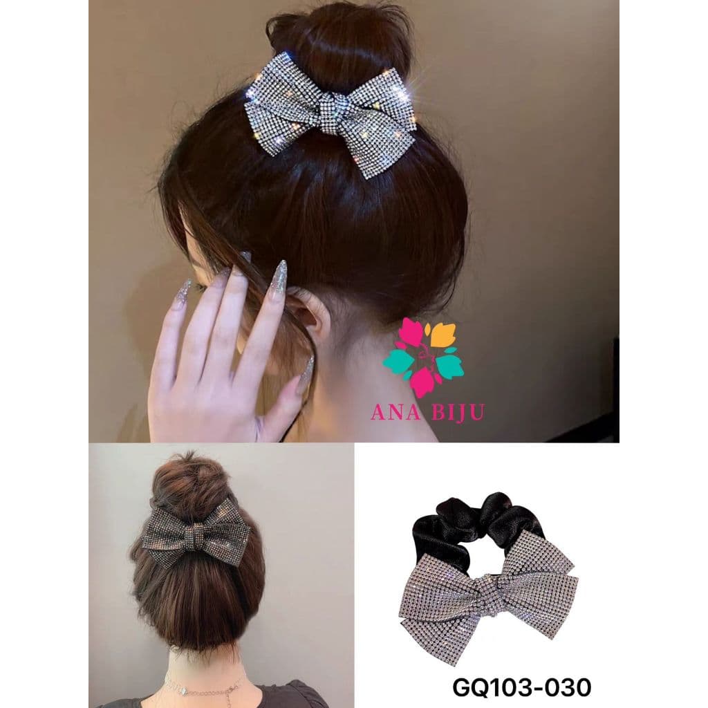 ANA Luxo Flash Diamante Flash Laço de Cabelo com Laço de Diamante 2025 Novo Estilo Coreano Cabeça de Bola Meio Laço