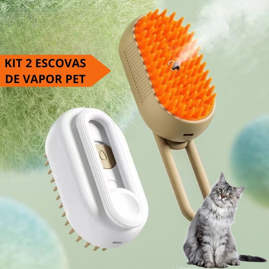 Kit 2 Escovas Elétricas 3 Em 1 Para Pêlos De Gato A Vapor Massagem Pente De Curtos Longos