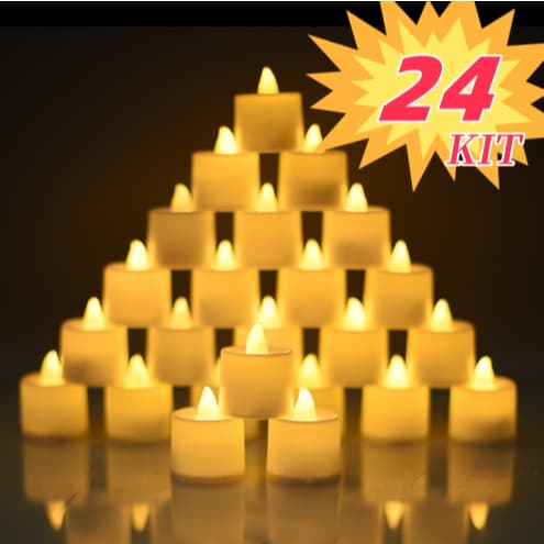 Vela luz led-24 Conjuntos Vela Led Eletrônica Amarela Linda Decorativa Com Baterias/Festa/Casamento/Decoração