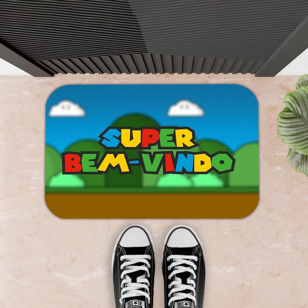 Tapete Decorativo Para Porta, banheiro, sala e entrada, Antiderrapante Borracha Games - 34X60  - 2mm