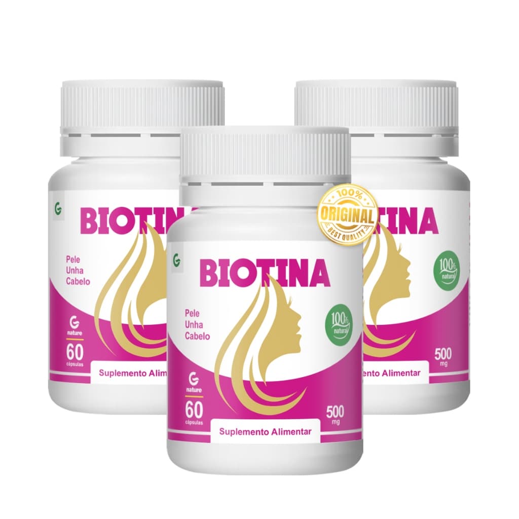Kit com 3x Biotina Crescimento Saúde - 500mg Genature