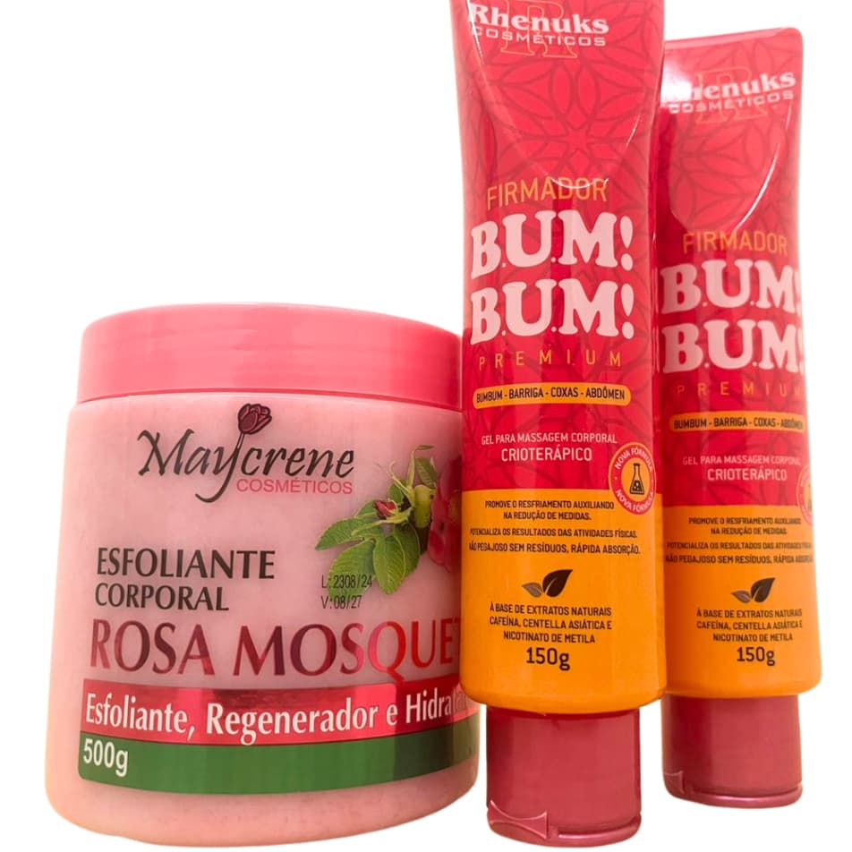 Kit Corporal Anti Estrias, Celulite Empina Bumbum Lifting - Esfoliante + 2 Creme empina Glúteos