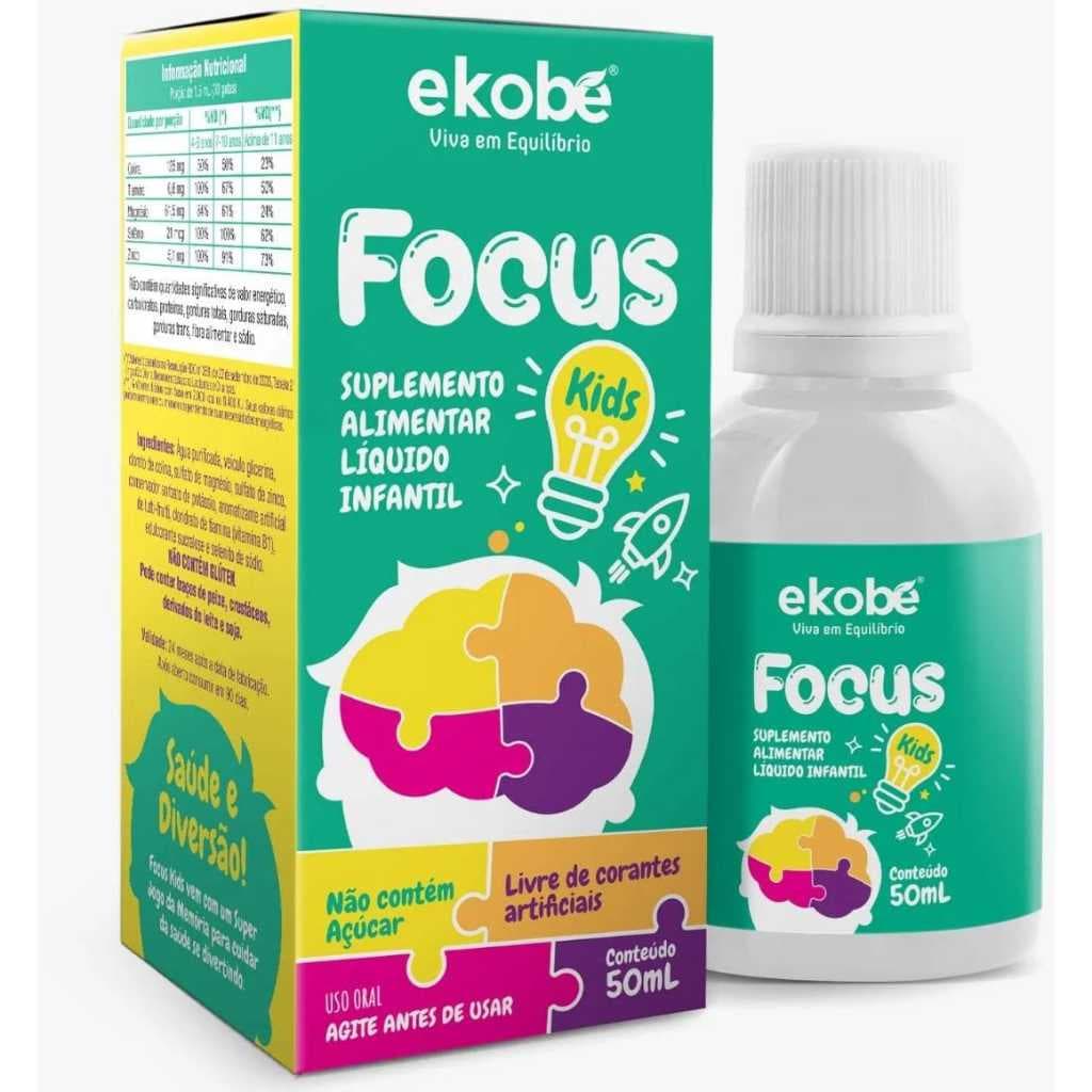FOCUS KIDS 50ml Ekobé - PARA CRIANÇAS COM DÉFICIT DE ATENÇÃO - TDAH , MEMÓRIA - ORIGINAL