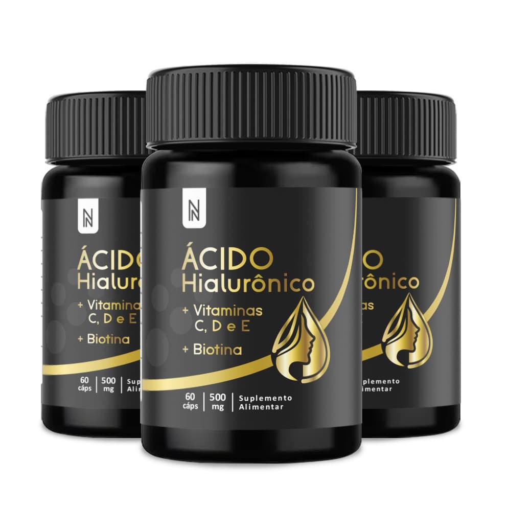 Kit 3x Ácidos Hialurônico 60 cápsulas NATURALY
