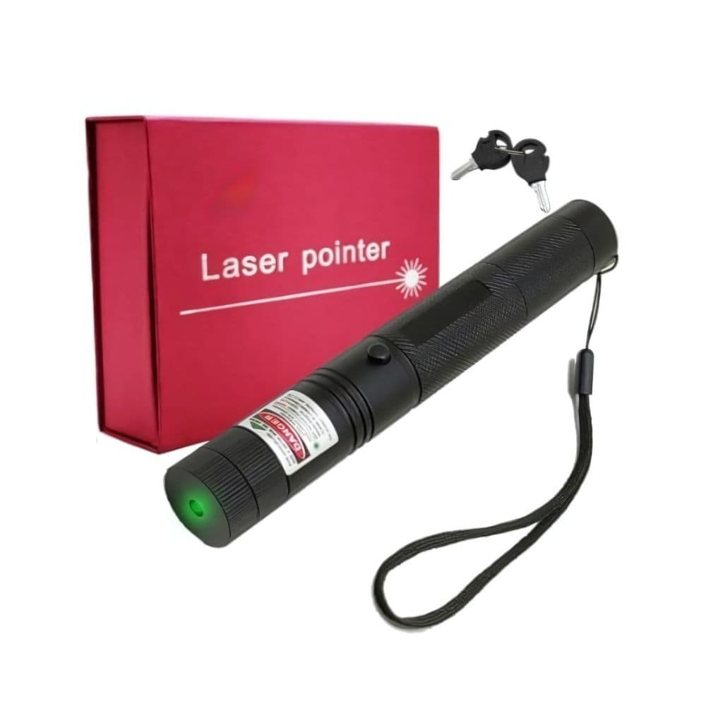 Super Caneta Laser Pointer Verde 1000mw Ultra Forte Com Chave Trava Destrava 100km A Prova D'agua