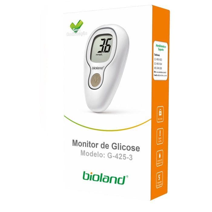 Kit Medidor De Glicose C/ 25 Fitas 25 Lancetas G-425-3 Bioland